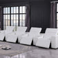179" White Top Grain Leather Power Reclining Sofa with USB | Modern Modular Couch in a stylish living room setting.