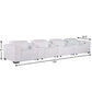 179" White Top Grain Leather Power Reclining Sofa with USB | Modern Modular Couch dimensions and side view.