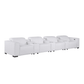 179" White Top Grain Leather Power Reclining Sofa with USB | Modern Modular Couch in a luxurious white finish.