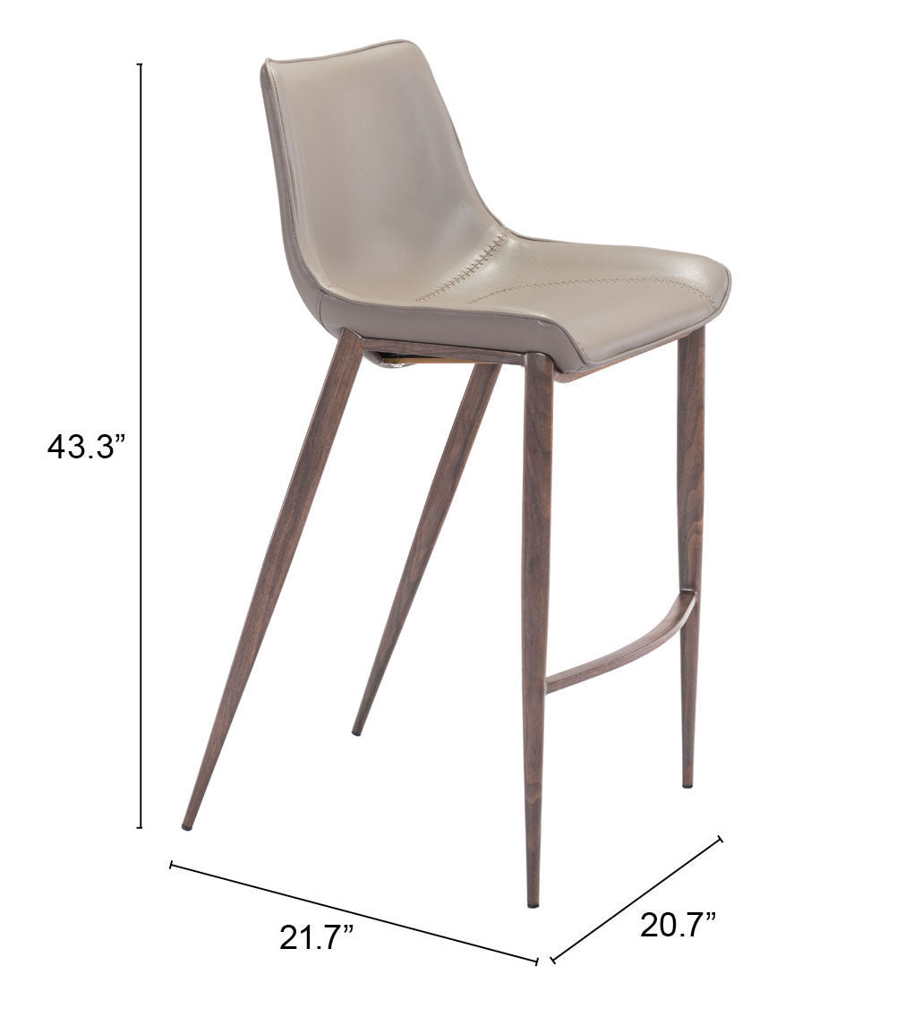 Magnus Barstool (Set of 2) in Brown & Walnut