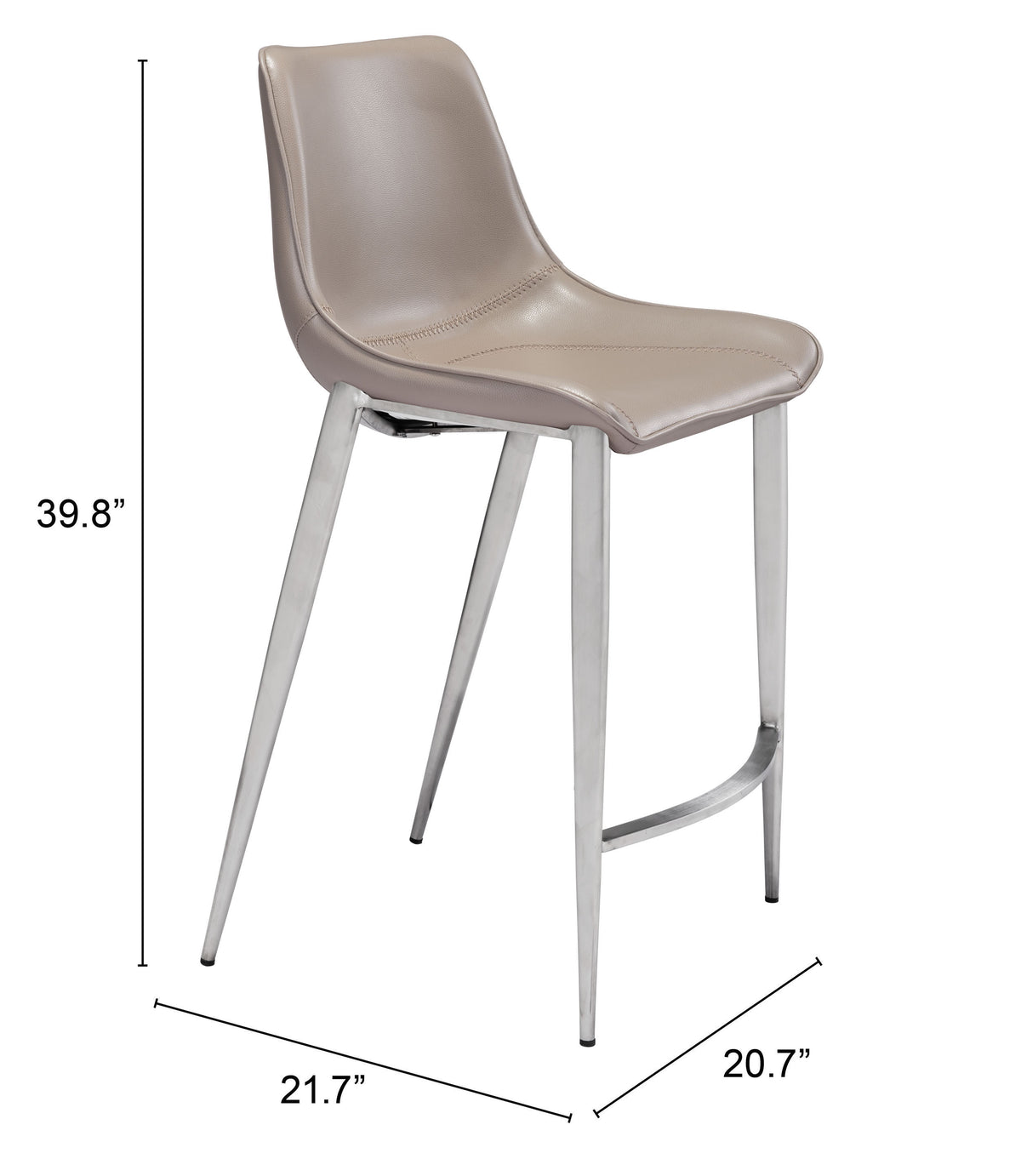 Magnus Counter Stool (Set of 2) in Brown & Silver