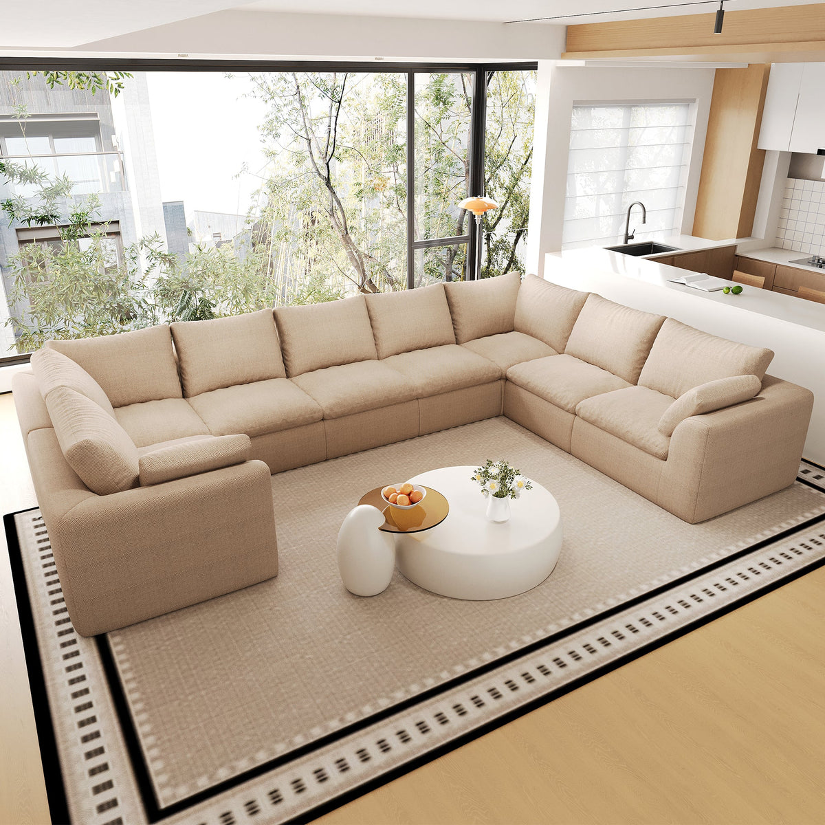 Pelham Cloud Modular Sectional in Khaki, 167.5" U-Shape
