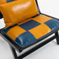 Marnie Boho Lounge Accent Chair – Mid-Century Side Chair in PU Leather - Blue+Yellow (11)