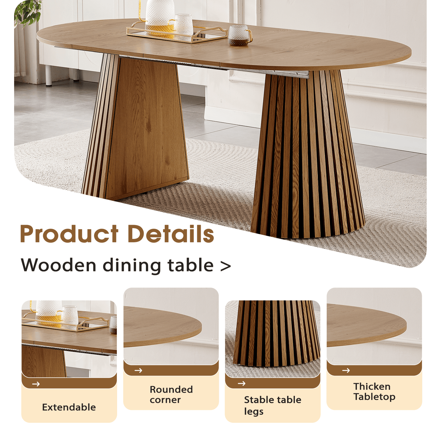 Extendable Oval Dining Table for 6 – Wooden Dining Table showcasing stylish design and features.