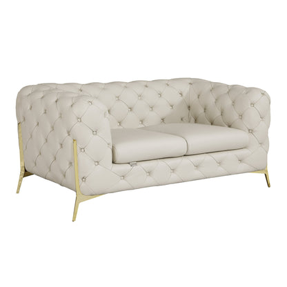 Elowen Beige Leather Loveseat – 38"W Loveseat