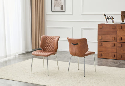 Cedric PU Leather Dining Chairs – 31.1" Diamond-Tufted High-Back Chairs
