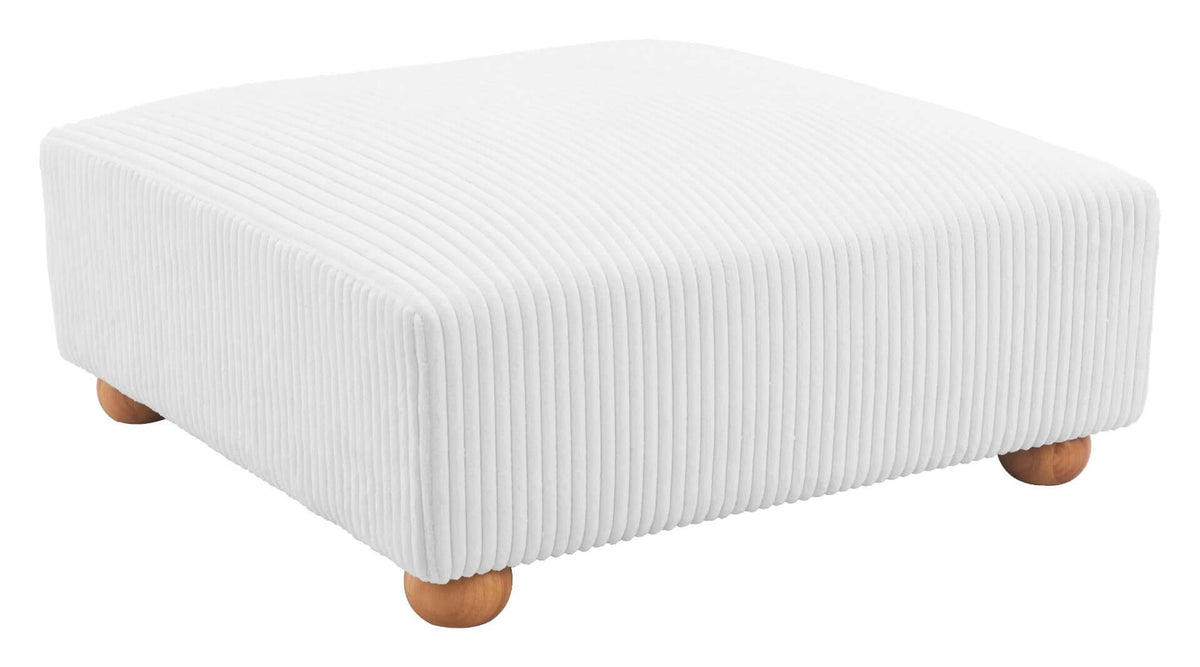 Tayte White Corduroy Modular Sectional Sofa 150" – Deep Seat Oversized Couch modular ottoman with textured design.