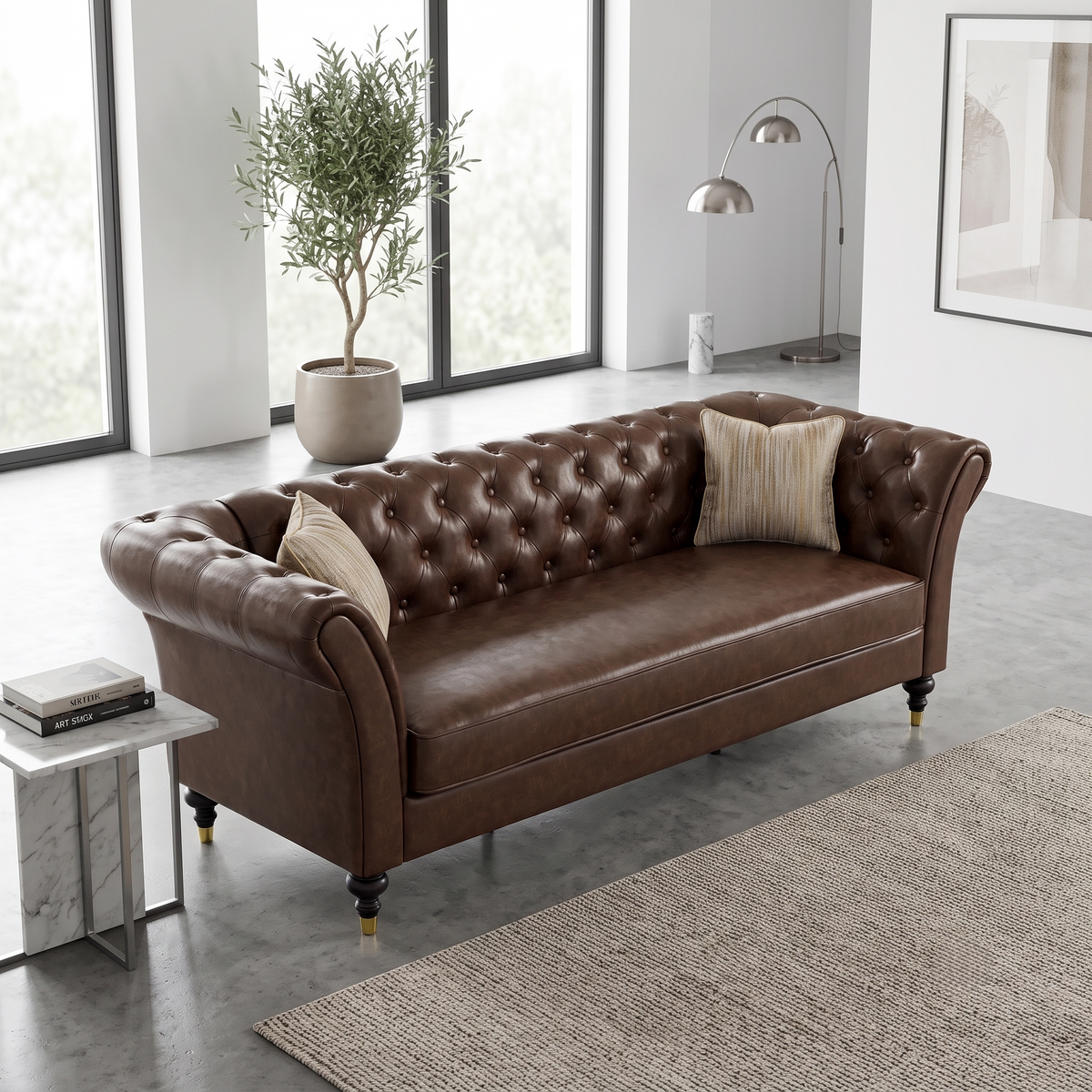 Barrington Faux Leather Chesterfield Sofa