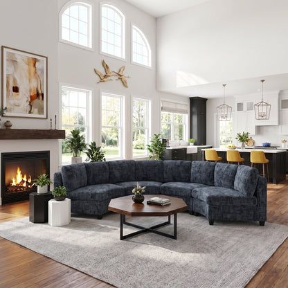 Rosalind Chenille Curved Modular Sectional – 4-Seat Sofa