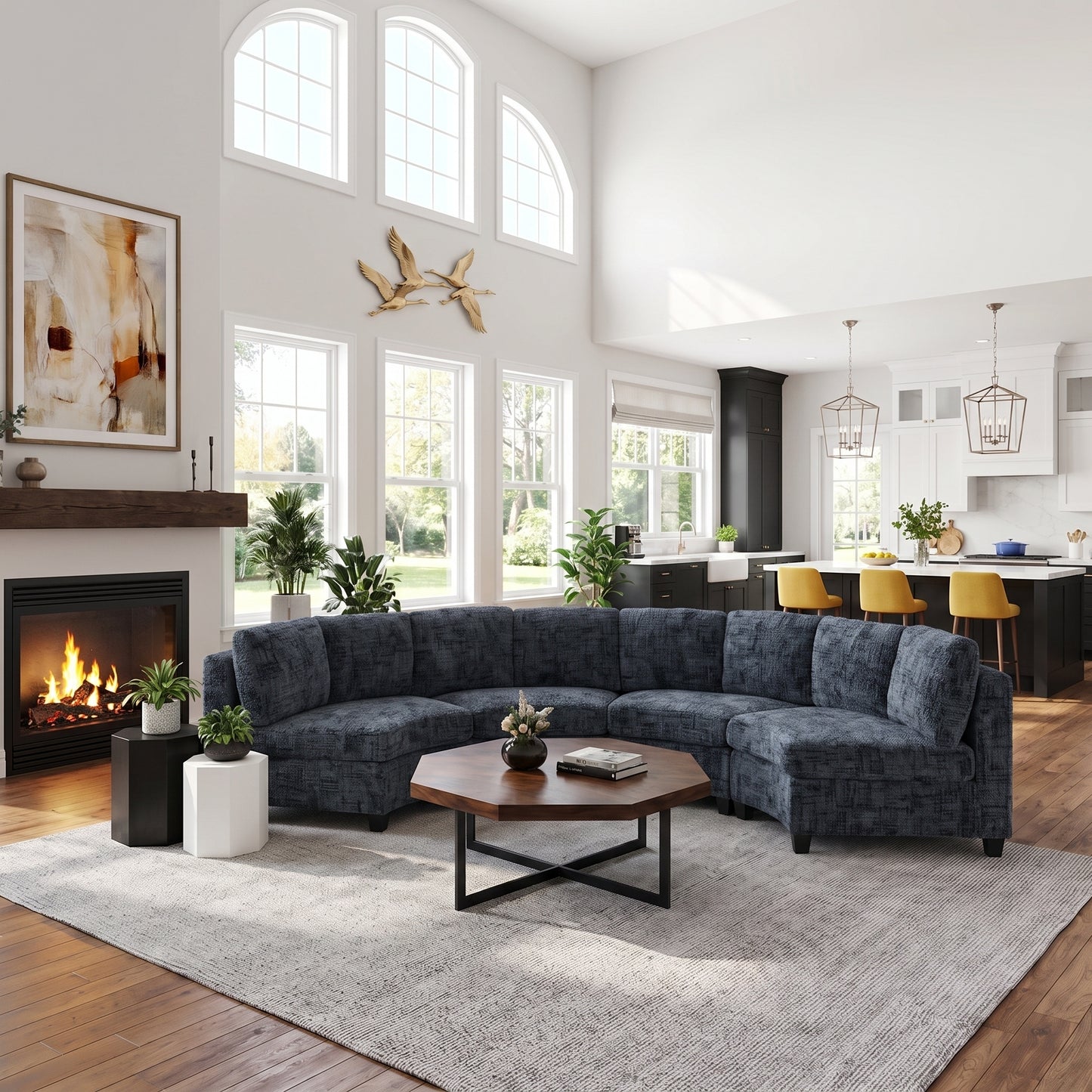 Rosalind Chenille Curved Modular Sectional – 4-Seat Sofa