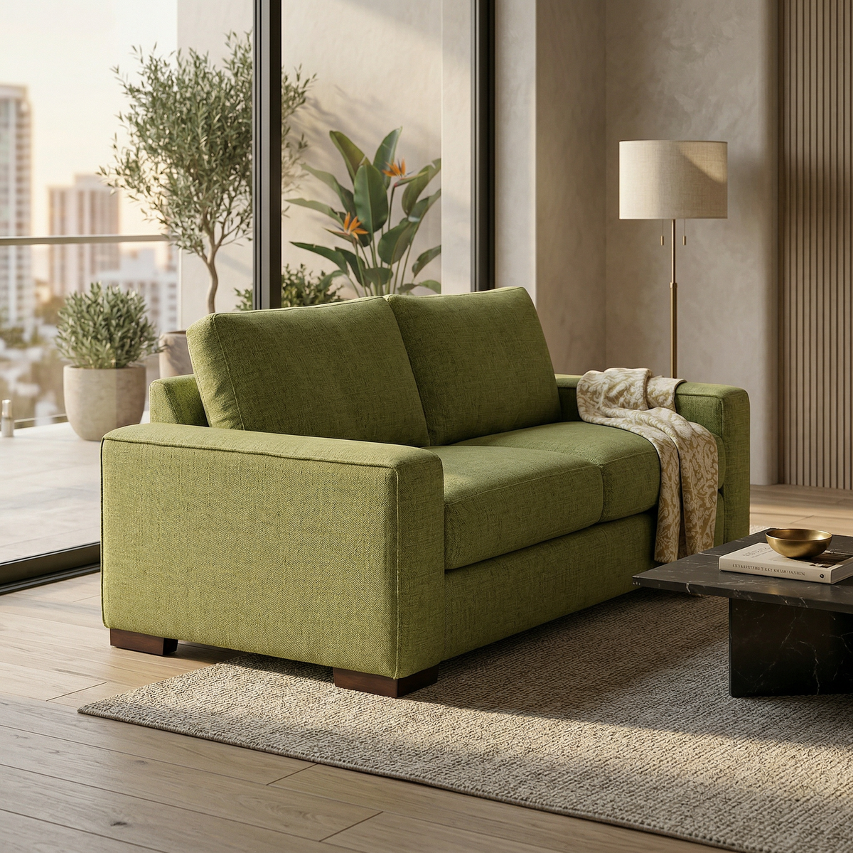 Modena Sofa 92" – Made in USA Square-Arm Sofa (7 Fabrics) - Notion Appletini - Fabric (12)