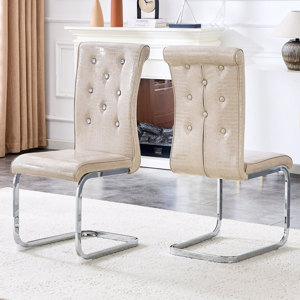Kinsey Beige, Electroplated Legs, Set of 2