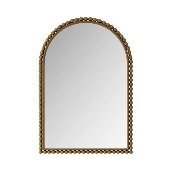 Vintage Iron Art Arch Mirror, Gold Wall Hanging Table Mirror, Glass Metal MDF Frame, 23.62 x 35.43 in