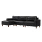 Nigel black PU leather sectional, 3 seats + 1 convertible ottoman, 112 inch - photo 4 (4-piece set)