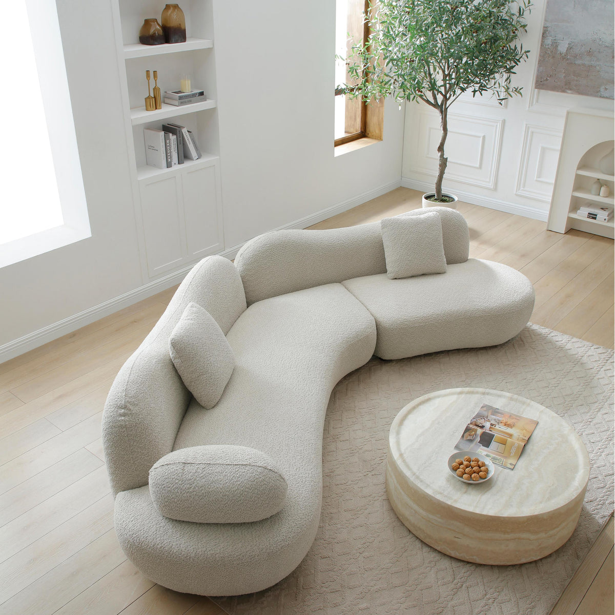 Meryl Curved Boucle Sofa