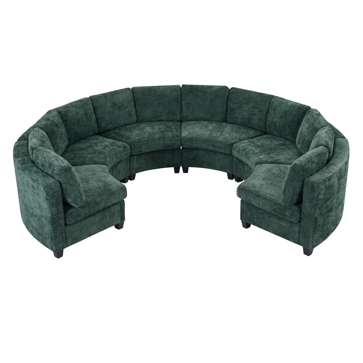 Harlan Curved Modular Sectional Sofa – Chenille, Solid Wood Frame, 4 Colors - Green (9)