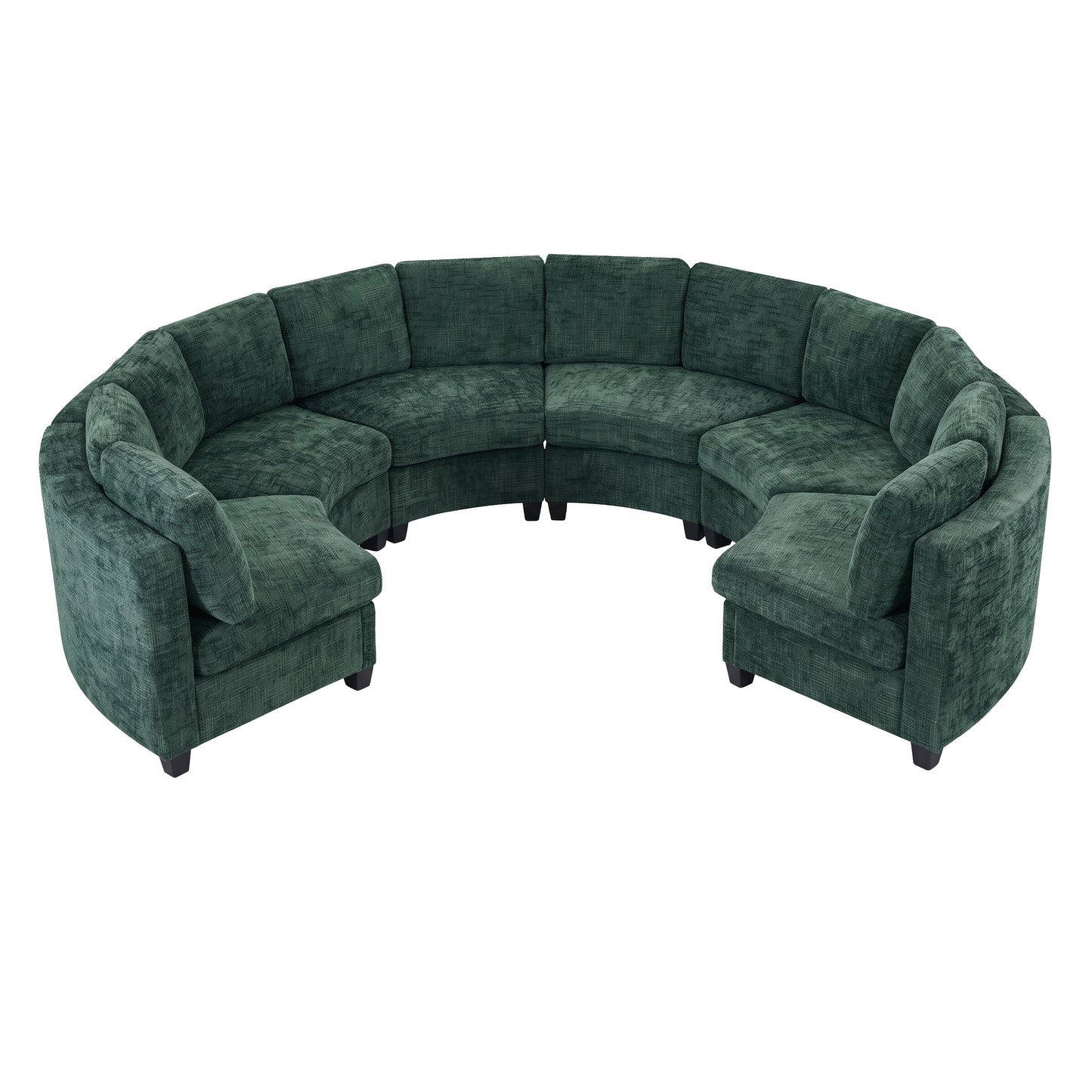 Harlan Curved Modular Sectional Sofa – Chenille, Solid Wood Frame, 4 Colors - Green (9)
