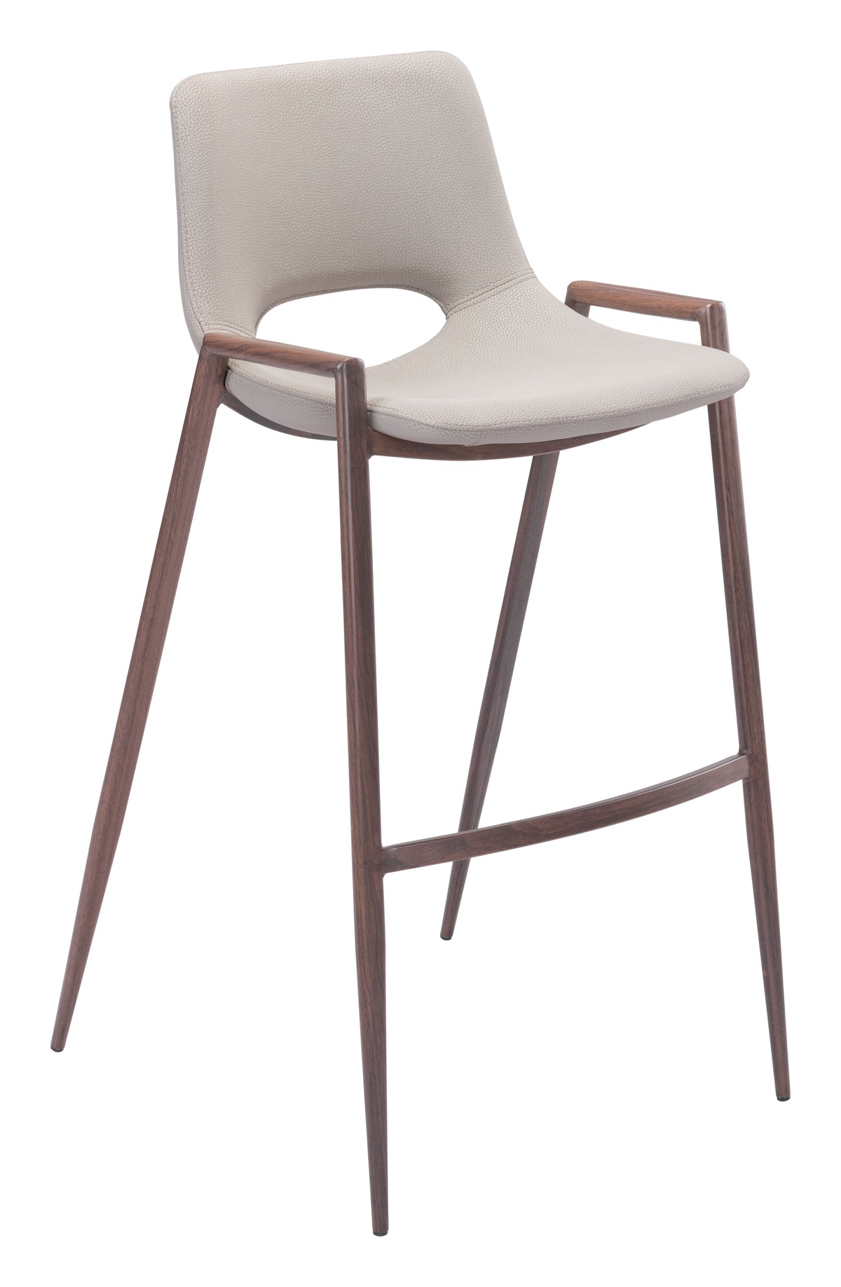 Desi Barstool (Set of 2) in Beige & Walnut