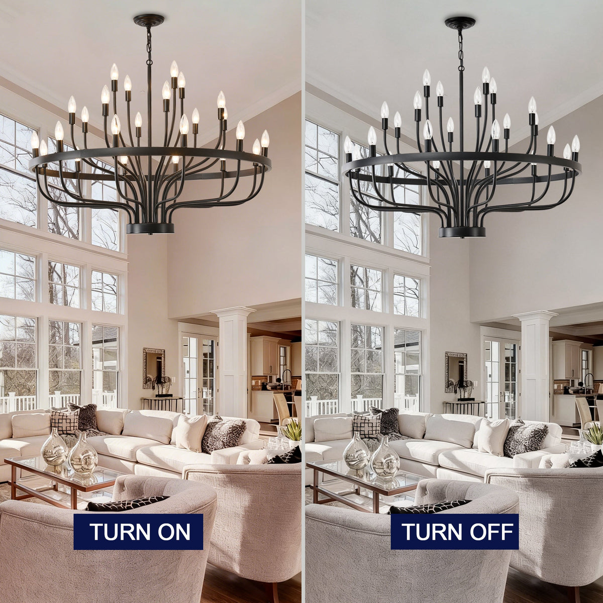 Daxton Black Iron 24-Light Chandelier 39.3 inch