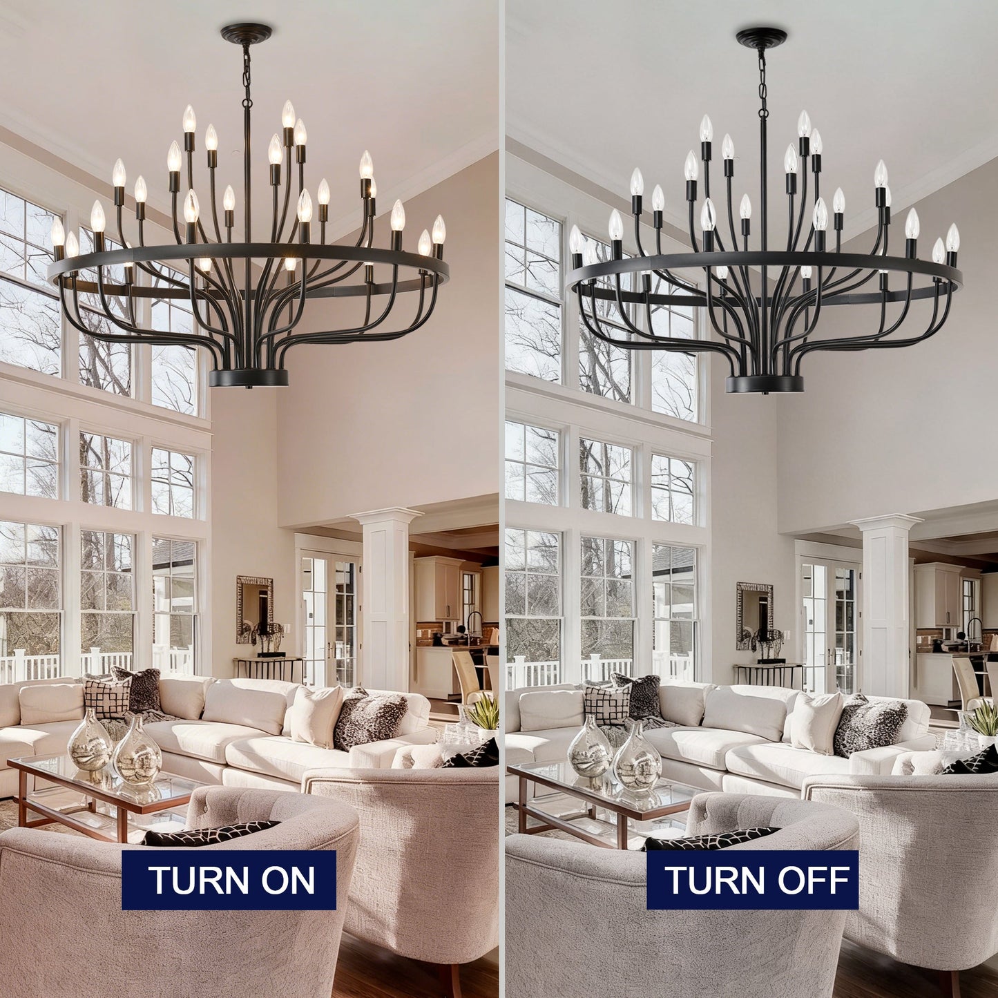 Daxton Black Iron 24-Light Chandelier 39.3 inch