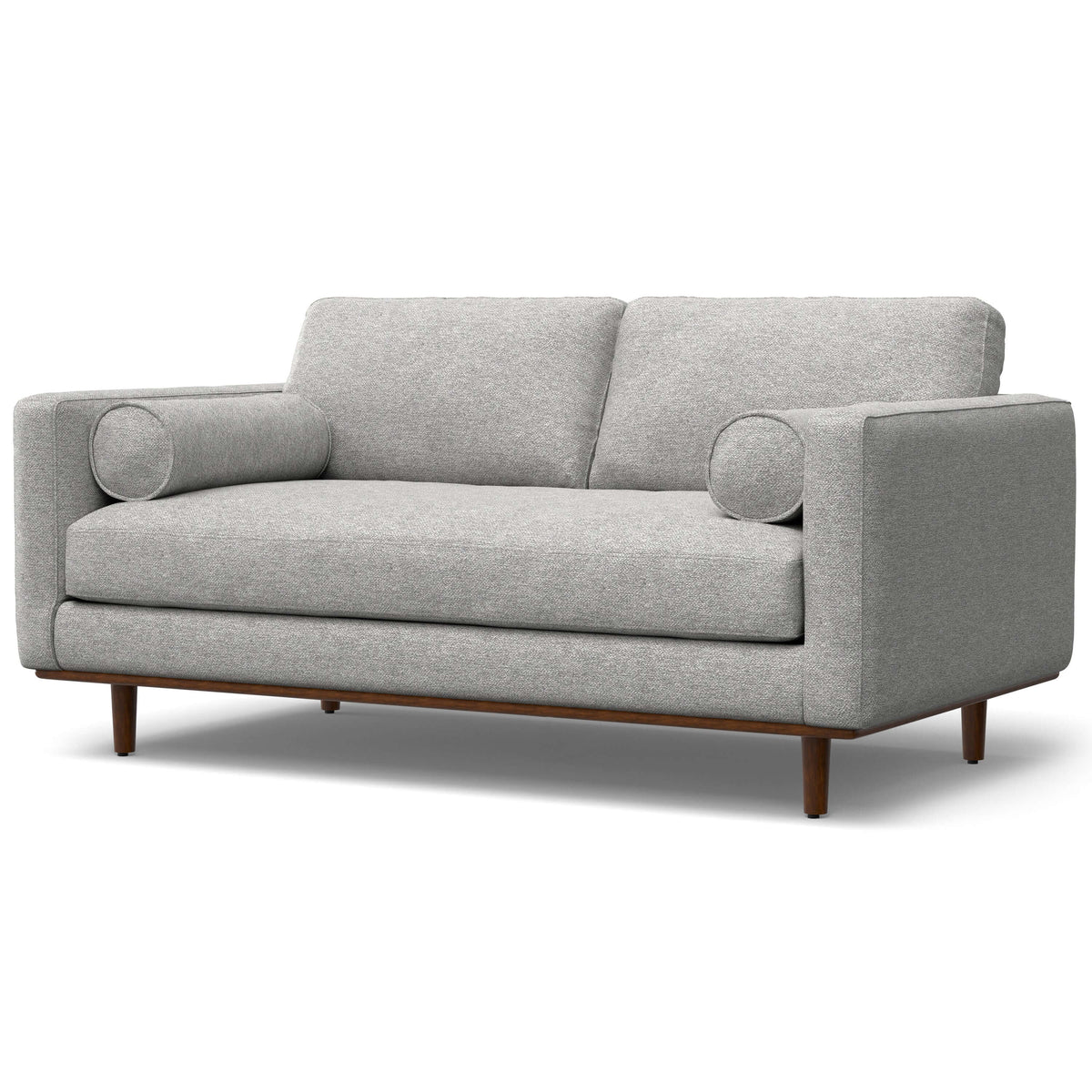Morrison MCM Fabric Loveseat Sofa 72" – Modern Mid-Century Compact Loveseat (2 Colors) in light gray fabric.