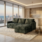 Modena L-Shaped Sectional Sofa - Green Velvet Antique Charcoal (4)