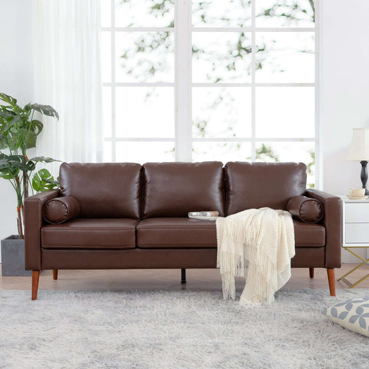 MCM Faux Leather Sofa 77'
