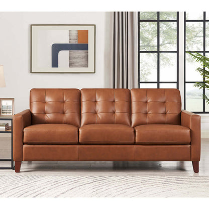 Aiden MCM Top-Grain Leather 3 Seat Sofa 80'