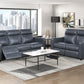 Haddon Navy Faux Leather Power Reclining Sofa