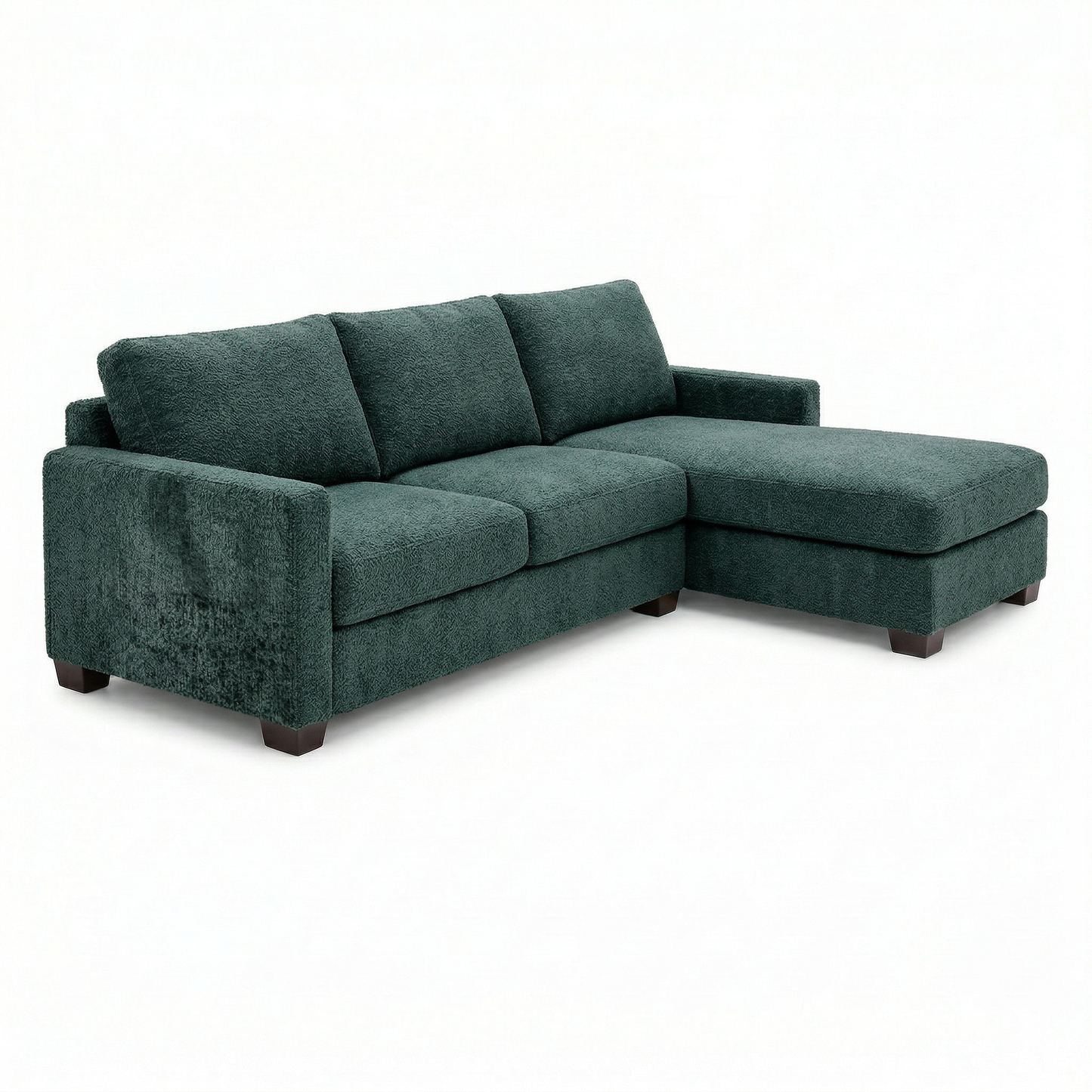 Damon L-Shaped Sectional Sofa – 120" Chaise Sectional in Fabric & Velvet - Velvet Antique Charcoal Green (8)
