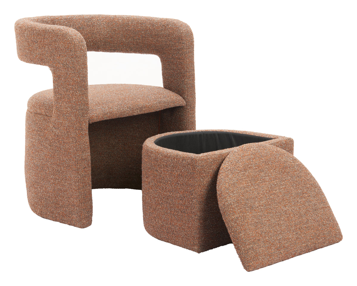 Atria Tawny Brown Accent Chair & Ottoman
