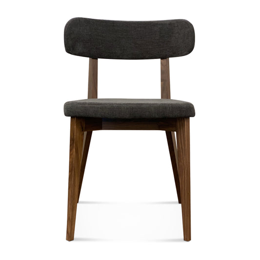 Bexhill Walnut Upholstered Dining Chair – 19.7" Mid-Century Modern Chair, Charcoal Grey Fabric