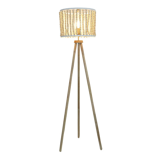 Brillo Natural Wood Floor Lamp – 59" Three-Legged Standing Lamp