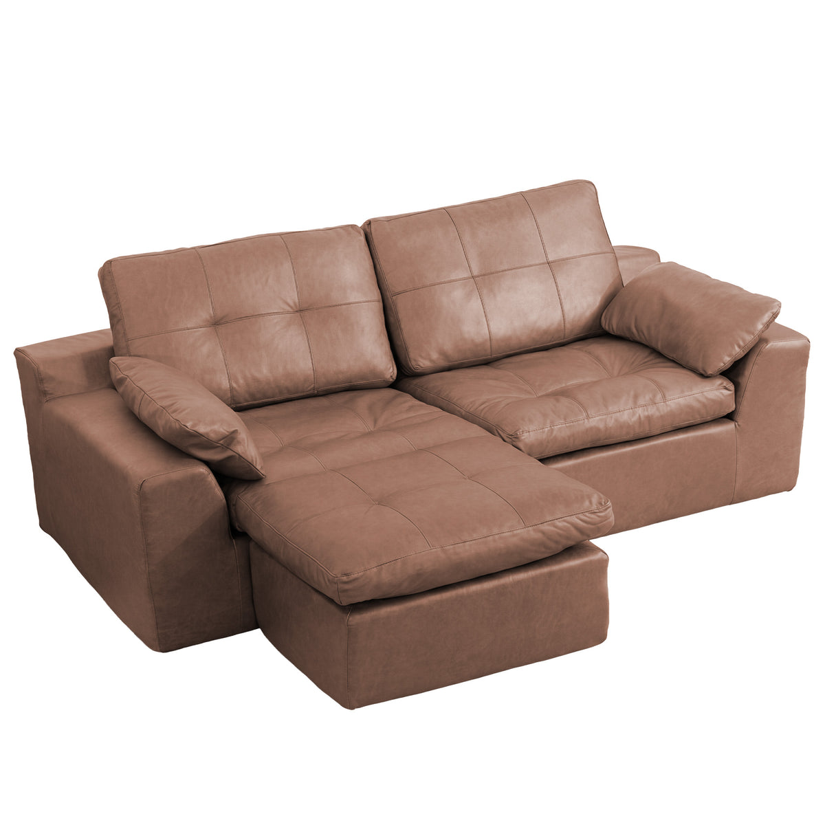 Delano Faux Leather Sectional Sofa in Brown