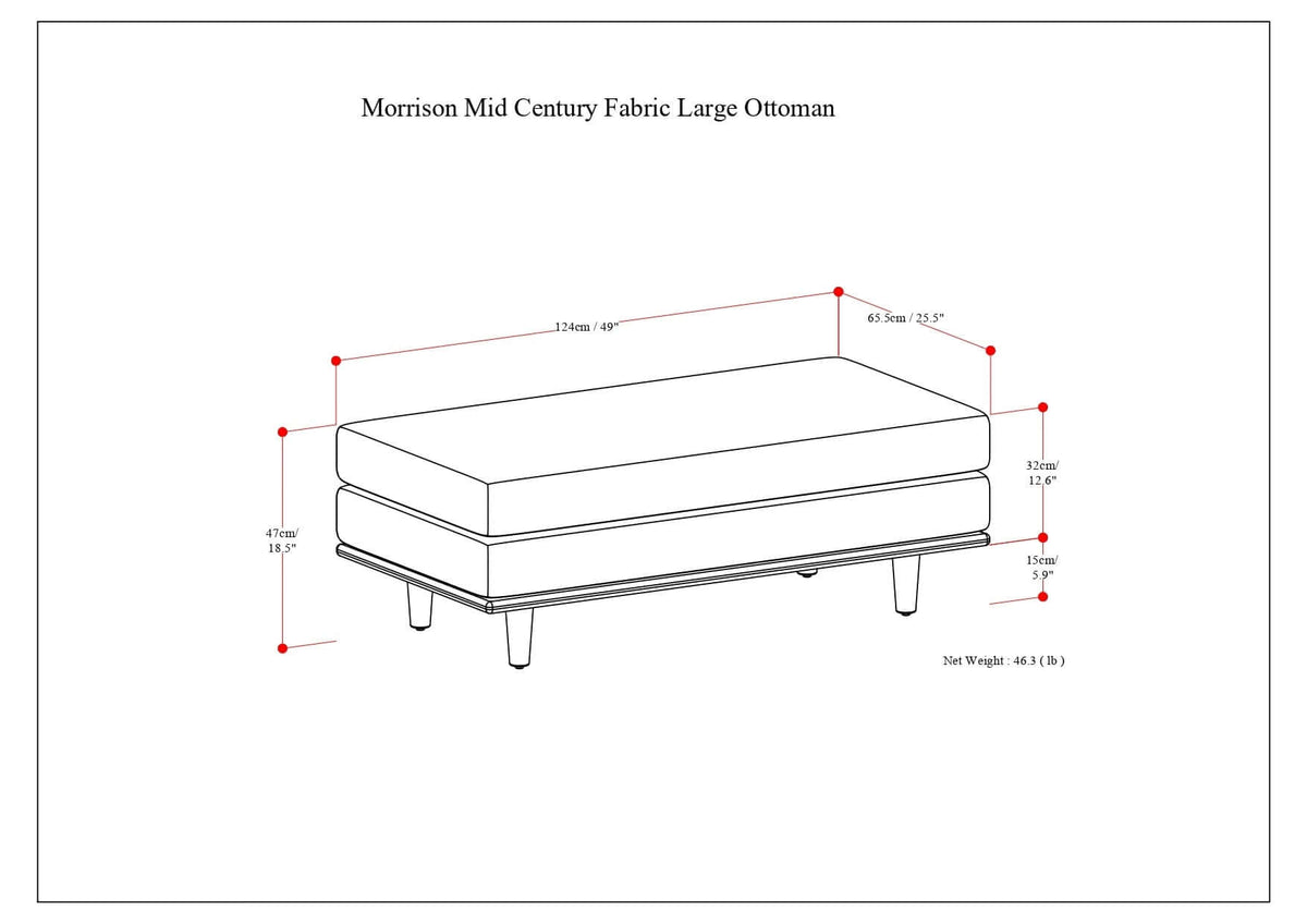 Morrison Large Rectangular Ottoman 48'