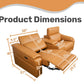 Product dimensions of the 2-seat modular leather recliner sofa with cup holders, showcasing detailed measurements.