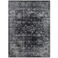 Distressed vintage Persian styled woven area rug in dark tones, 8x10ft, perfect for adding elegance to living spaces.