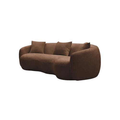 Modern Boucle Curved Sofa 94" – Sculptural 3-Seater Upholstered Couch (4 Colors) in brown boucle upholstery