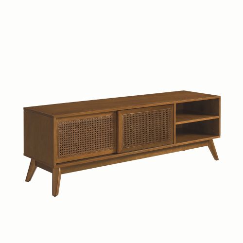 MCM Wood & Rattan Media Console TV Stand 59"