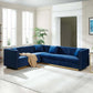 Glamorous Channel Tufted Velvet Corner Sofa Sectional