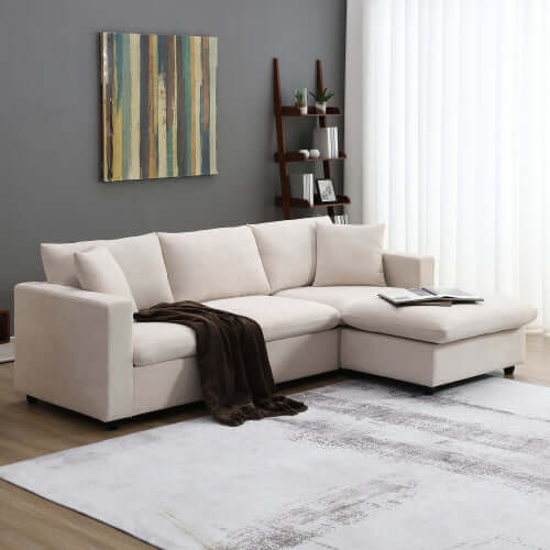 Modern 3 Seat Sofa w/ Ottoman 100" (4 Colors)