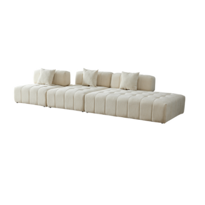 Modern Tufted Modular Sofa 143" – 3-Piece Configurable Sectional Couch (2 Colors) in neutral fabric.