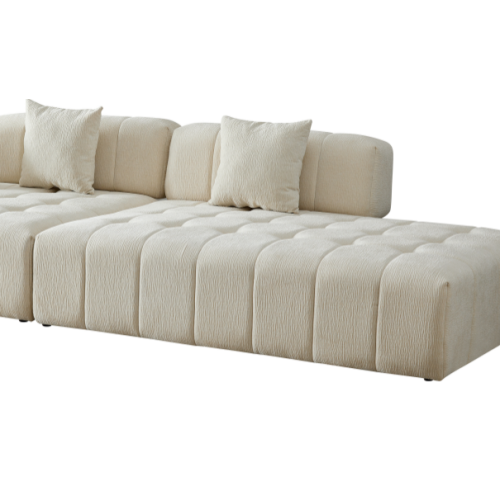 Modern Tufted Modular Sofa 143" – 3-Piece Configurable Sectional Couch (2 Colors) in cream upholstery with plush cushions.