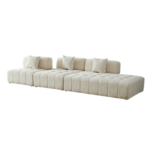 Modern Tufted Modular Sofa 143" – 3-Piece Configurable Sectional Couch (2 Colors) in soft beige with plush cushions.