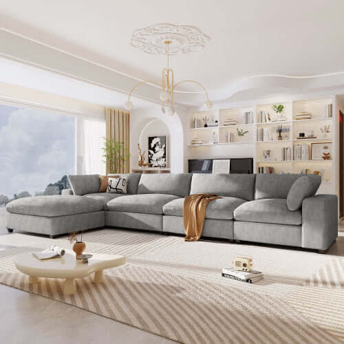 Modular Cloud Sofa Sectional w/ Ottoman 176' (2 Colors)