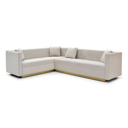 Glamorous Channel Tufted Velvet Corner Sofa Sectional