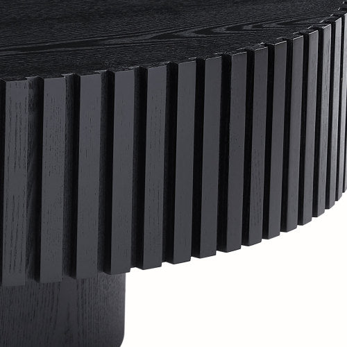 Contemporary Round Coffee Table 39" – Modern MDF Pedestal Coffee Table (3 Colors) close-up of textured edge.