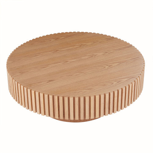 Contemporary Round Coffee Table 39" – Modern MDF Pedestal Coffee Table (3 Colors) in wood finish