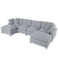 Modern Plush U-Shape Modular 2 Ottoman Sofa Sectional 134" (2 Colors)
