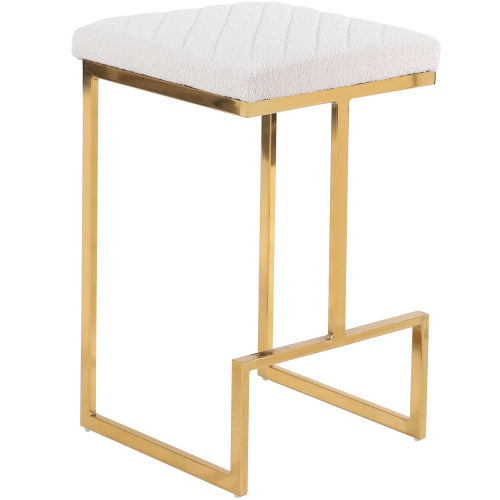 Joel Gold Velvet Bar Stool – Upholstered Backless Counter Stool with Metal Frame (Modern Glam Style) featuring a gold metal frame.